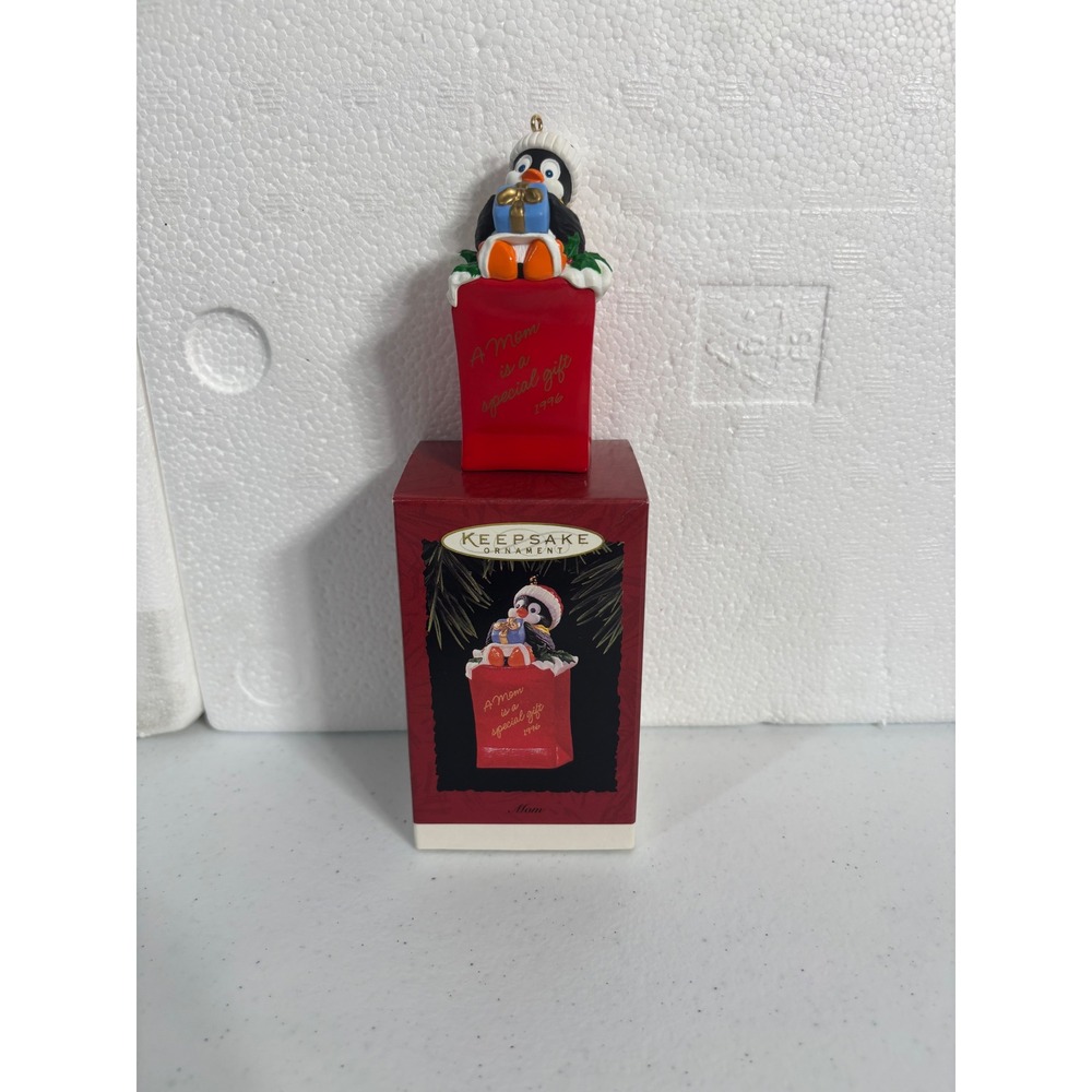 Hallmark Keepsake Ornament A Mom is a Special Gift 1996 Penguin Gift Box - Picture 1 of 5